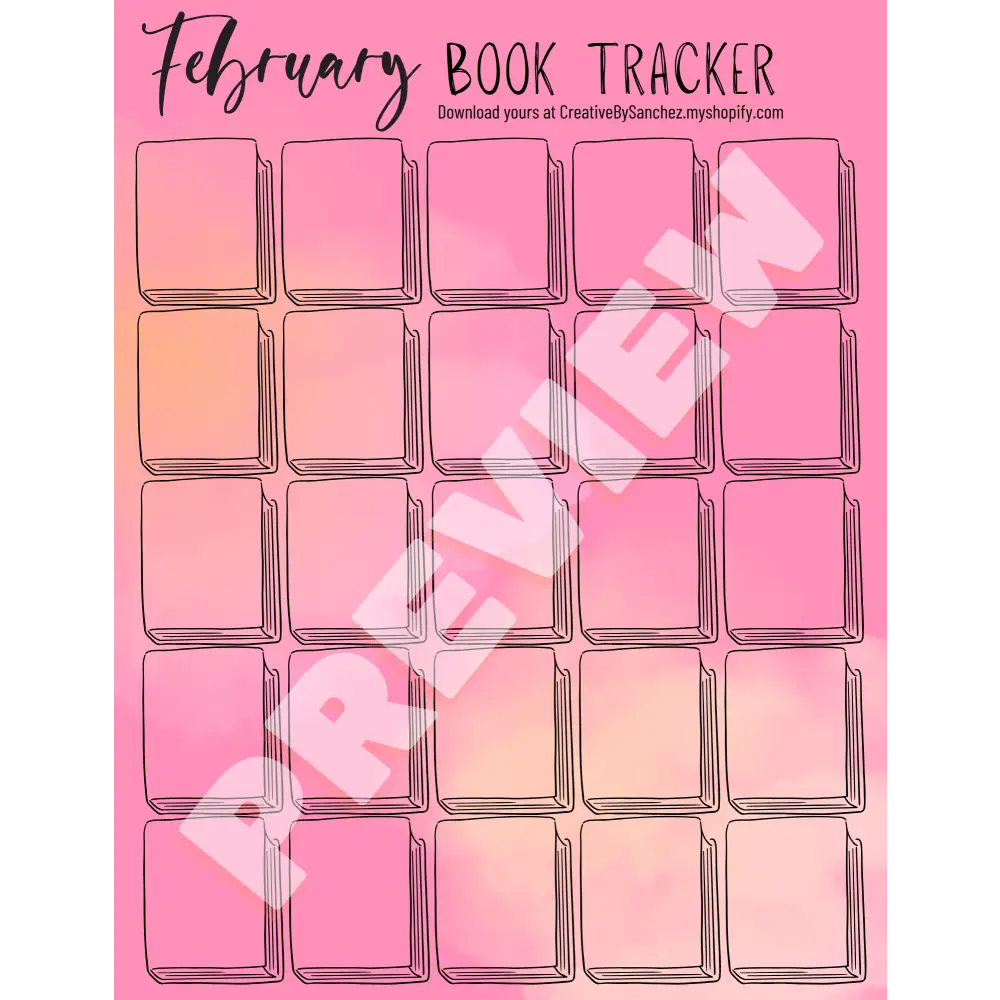 February Book Trackers - 25 Books - Book Tracker