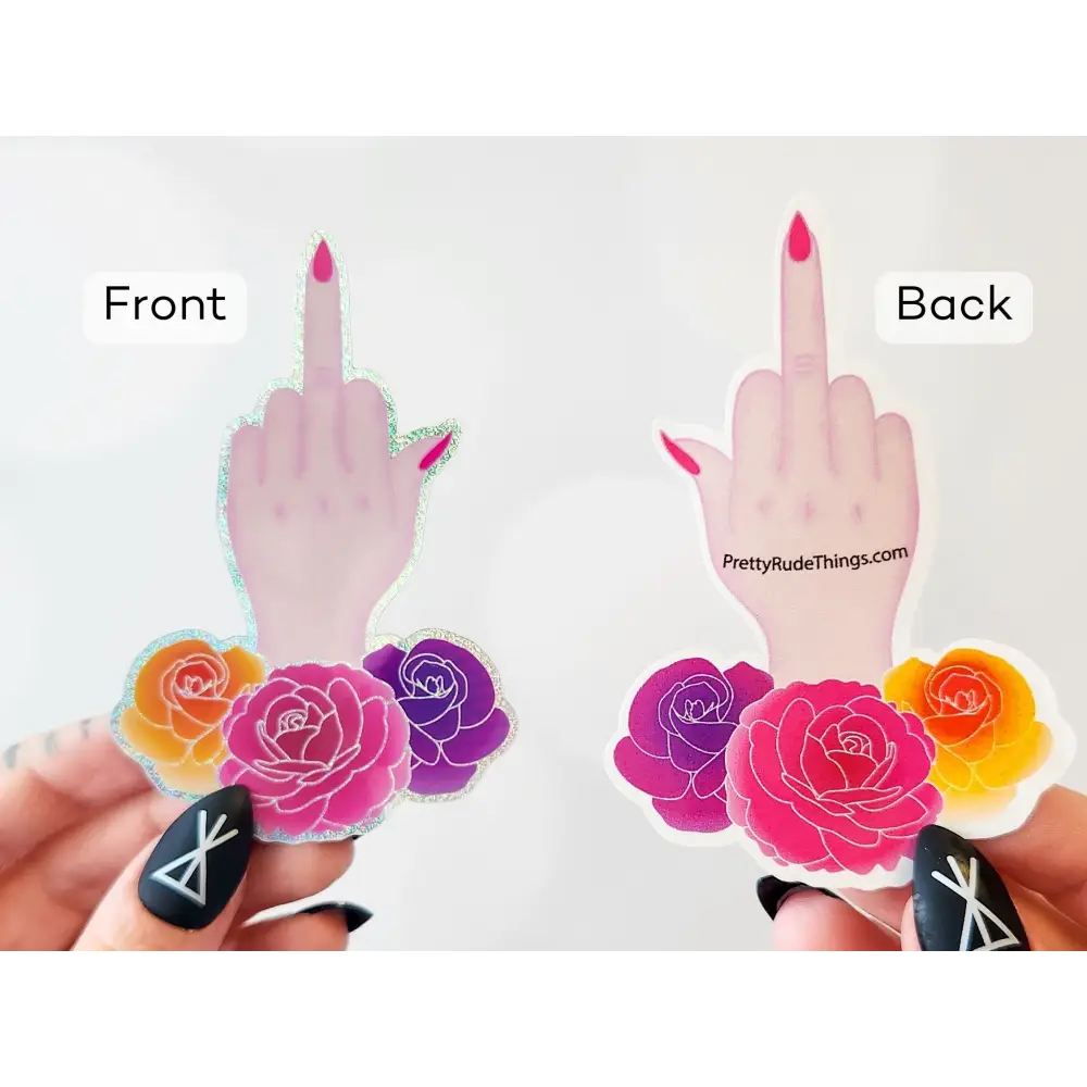 Female Middle Finger Holographic Sticker 2x3 in. Stickers