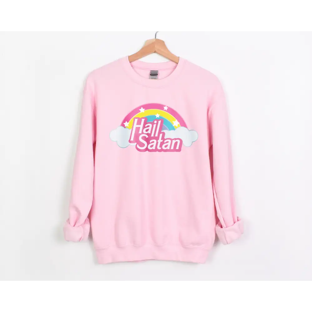 Hail Satan Pink Crewneck Sweatshirt Unisex Clothing