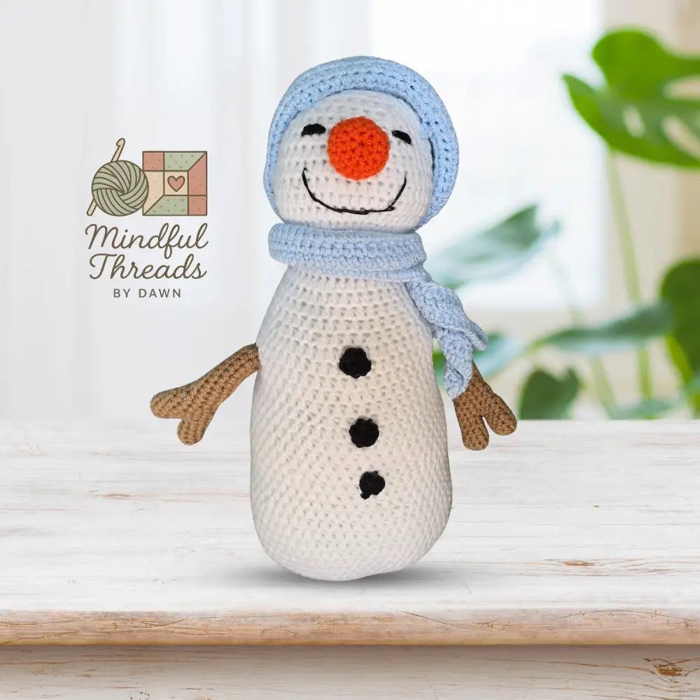 Handmade Snowman Plush – Blue Winter Edition - Crochet Plush
