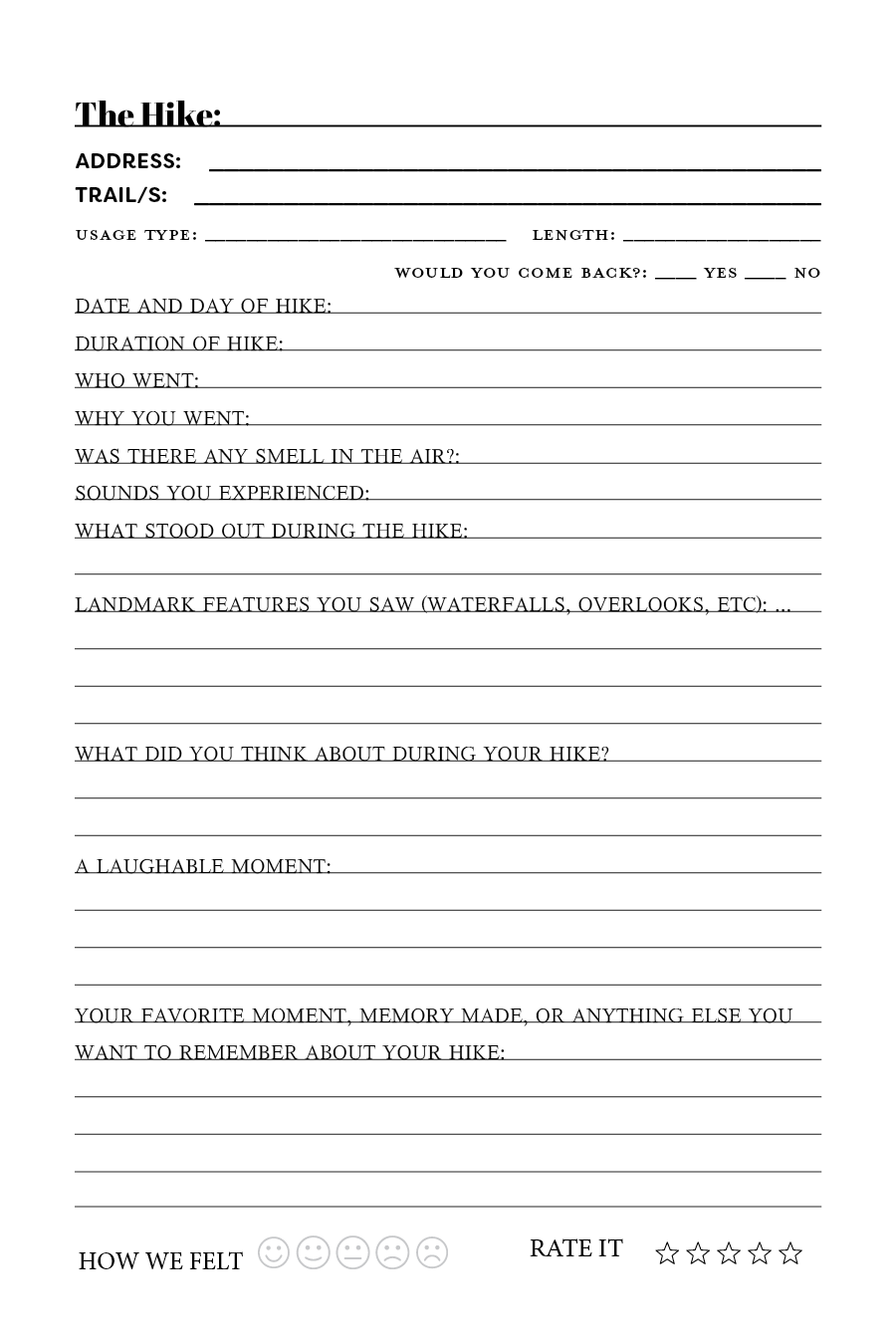 Hiking Adventure Book