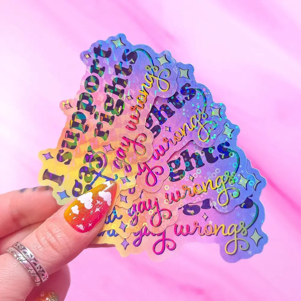 I Support Gay Rights And Gay Wrongs Sticker 3.2 x 1.9 in. All 4 Stickers
