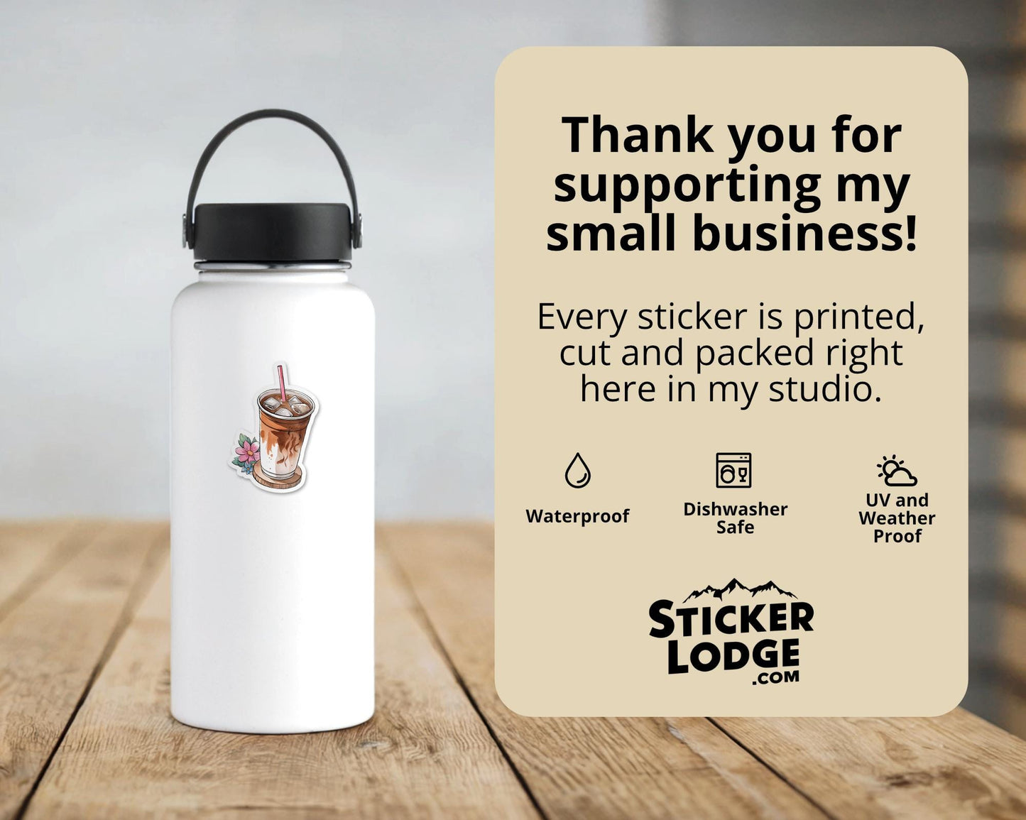 Watercolor Iced Coffee Vinyl Sticker