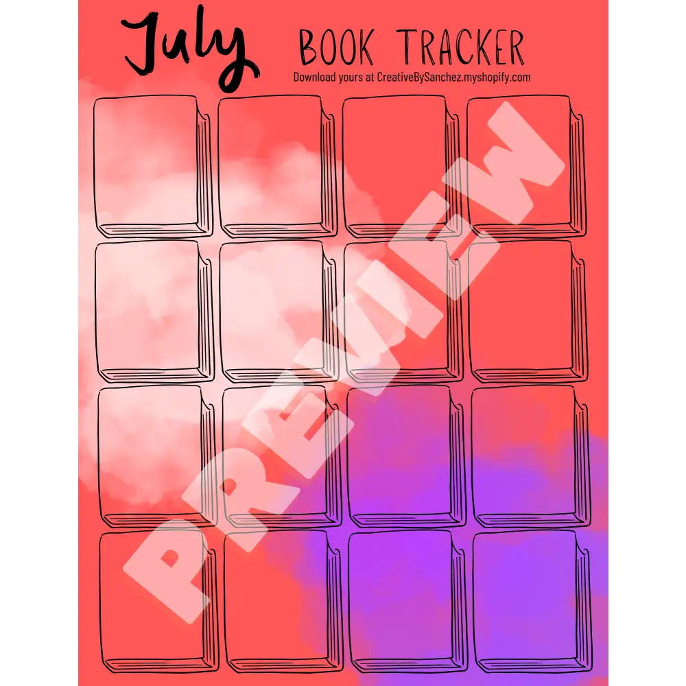 July Book Trackers - 16 Books - Book Tracker