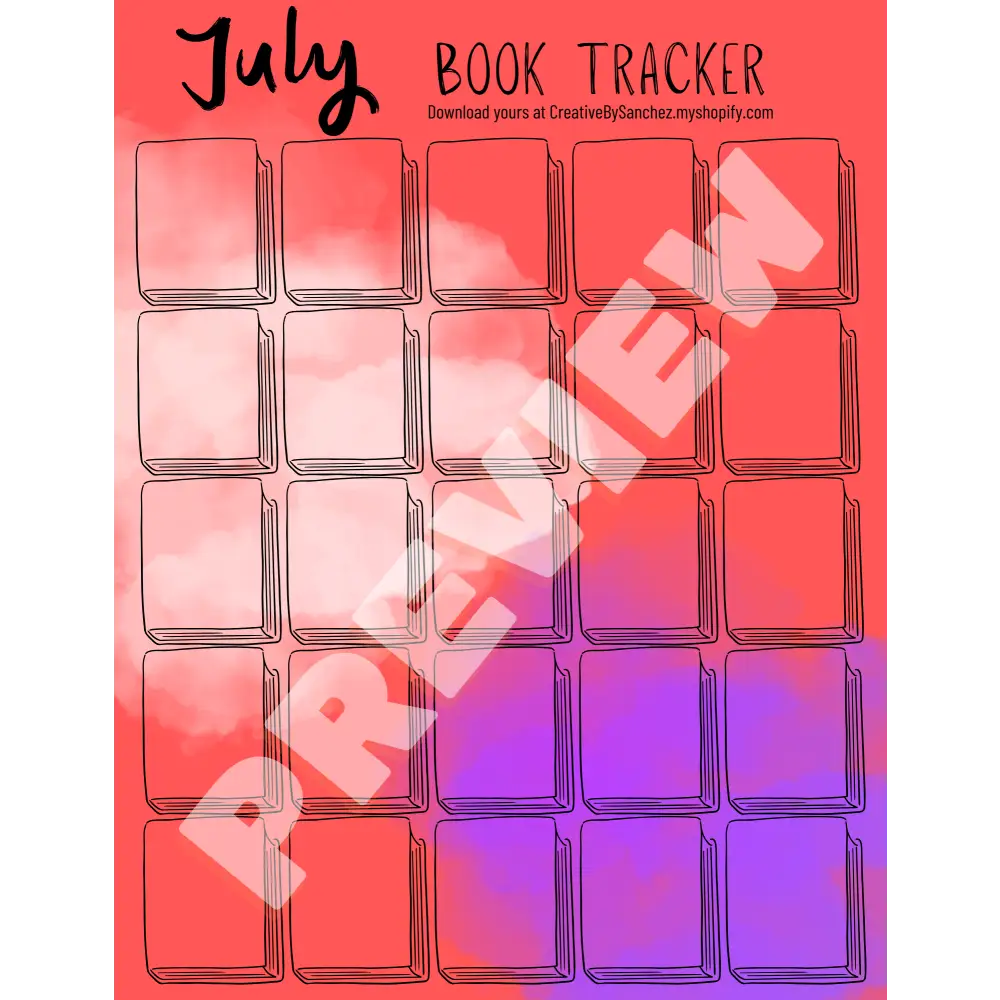 July Book Trackers - 25 Books - Book Tracker