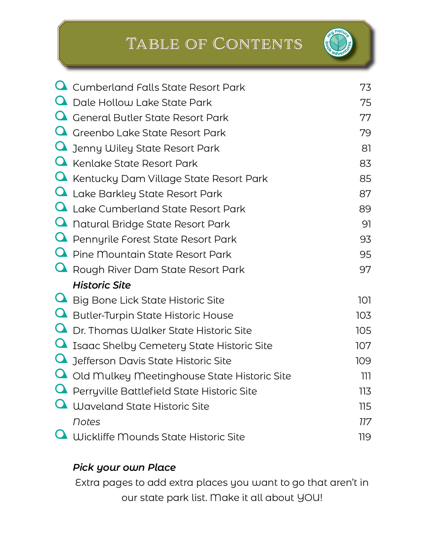 Kentucky State Parks - Adventure Planning Journal