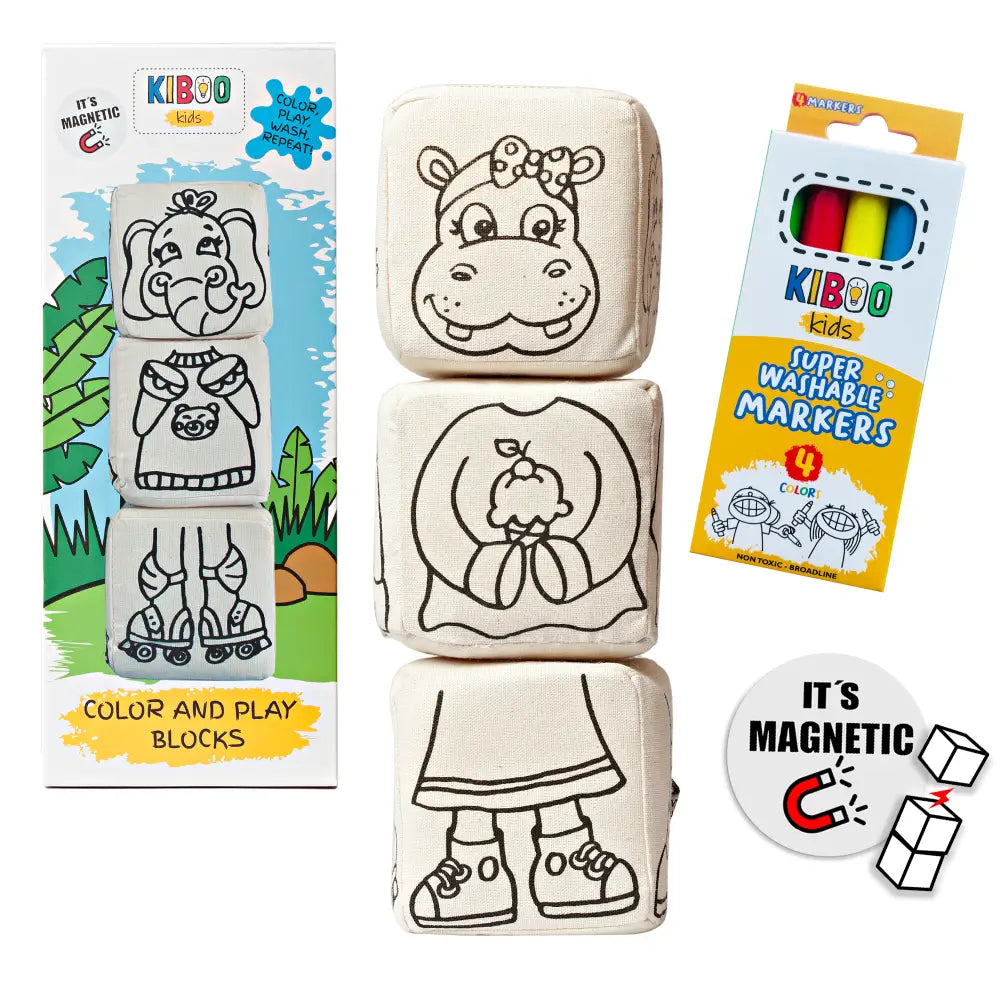 Kiboo Kids Blocks with Magnets Animal Set Magnetic Blocks