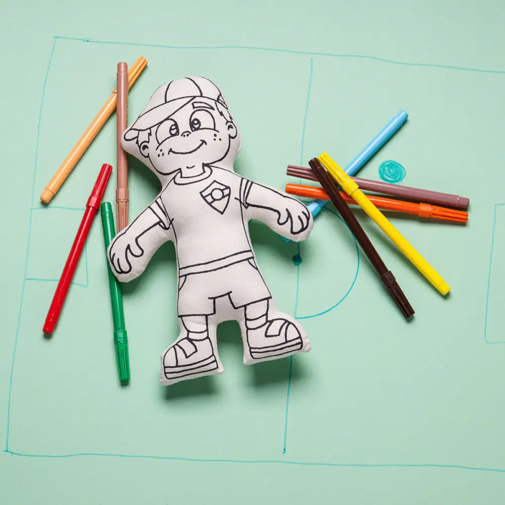 Kiboo Kids: Boy with Cap Colorable and Washable Doll for Creative Play Color and Play Doll