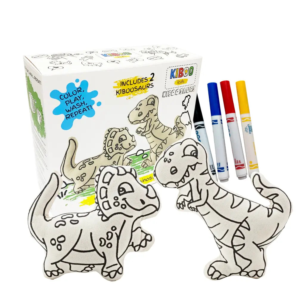 Kiboo Kids: Dinosaurs for Coloring Duo Pack T Rex & Triceratops Washable and Reusable for Creative Play Dinosaur