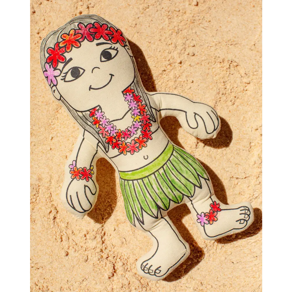 Kiboo Kids: Hula Girl with Mini Pineapple Backpack Colorable and Washable Doll for Creative Play Color and Play Doll