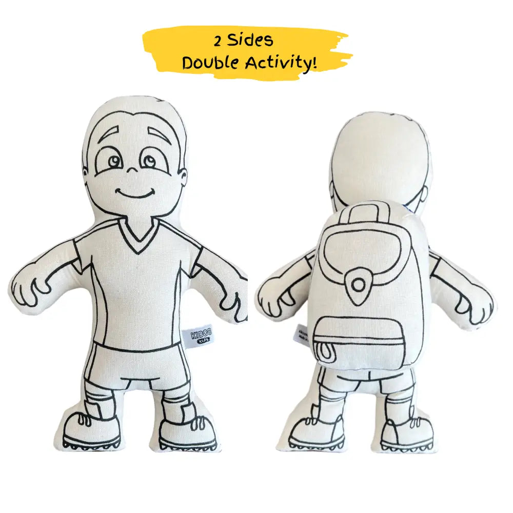 Kiboo Kids Soccer Series: Soccer Boy Doll Colorable and Washable for Creative Play Color and Play Doll