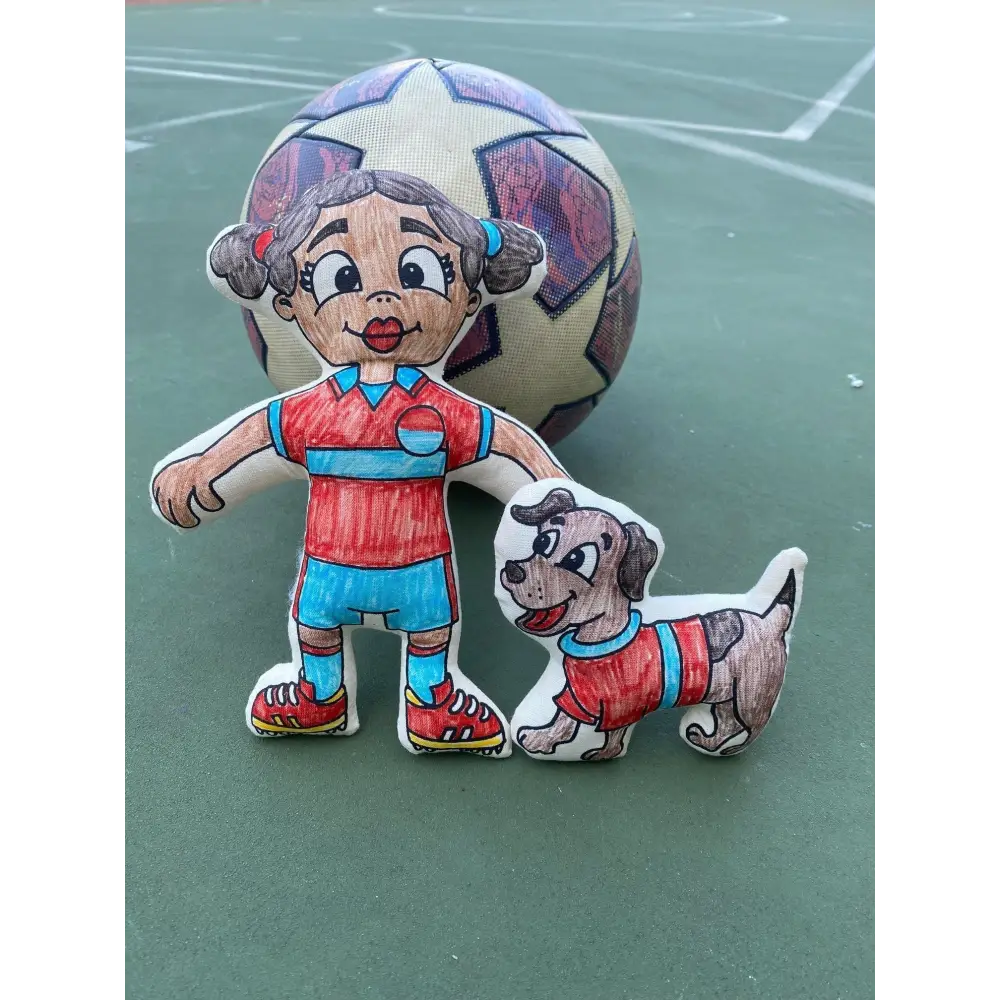 Kiboo Kids Soccer Series: Soccer Girl with Pigtails Doll Colorable and Washable for Creative Play Color and Play Doll