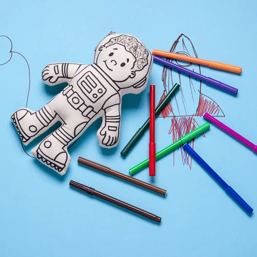 Kiboo Kids Space Explorer: Boy Astronaut Doll with Mini Space Pack Educational and Imaginative Play Toy Color and Play