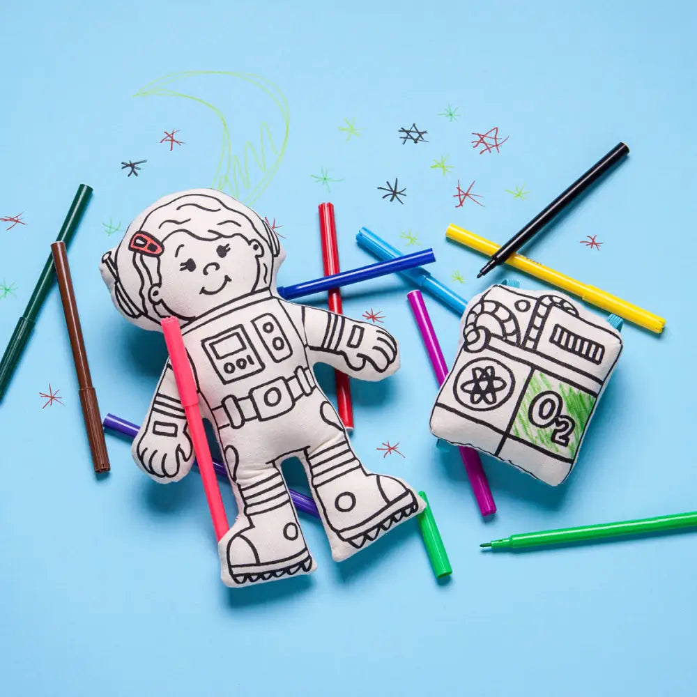 Kiboo Kids Space Explorer: Girl Astronaut Doll with Mini Space Pack Educational and Imaginative Play Toy Color and Play