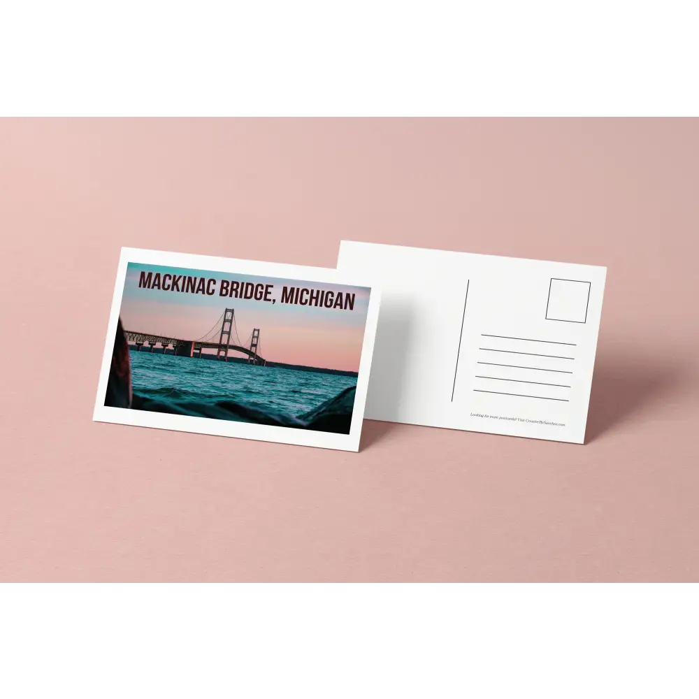 Mackinac Bridge Michigan Postcard – Scenic View Over Water – Licensed Photography with Original Design - Postcard