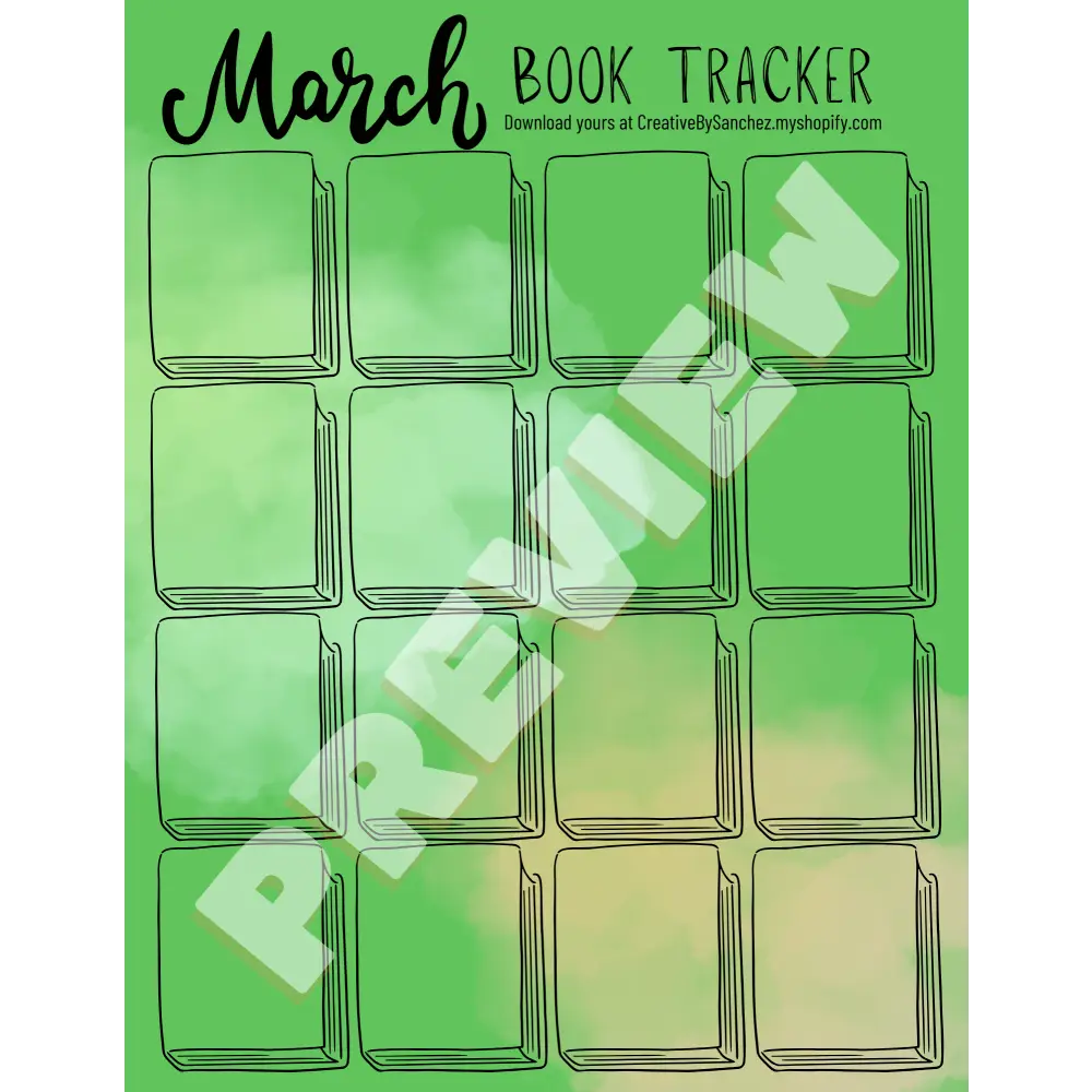 March Book Trackers - 16 Books - Book Tracker