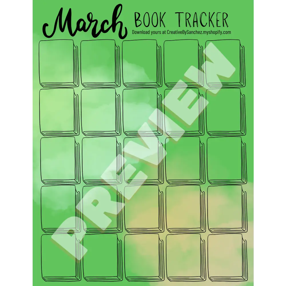 March Book Trackers - 25 Books - Book Tracker