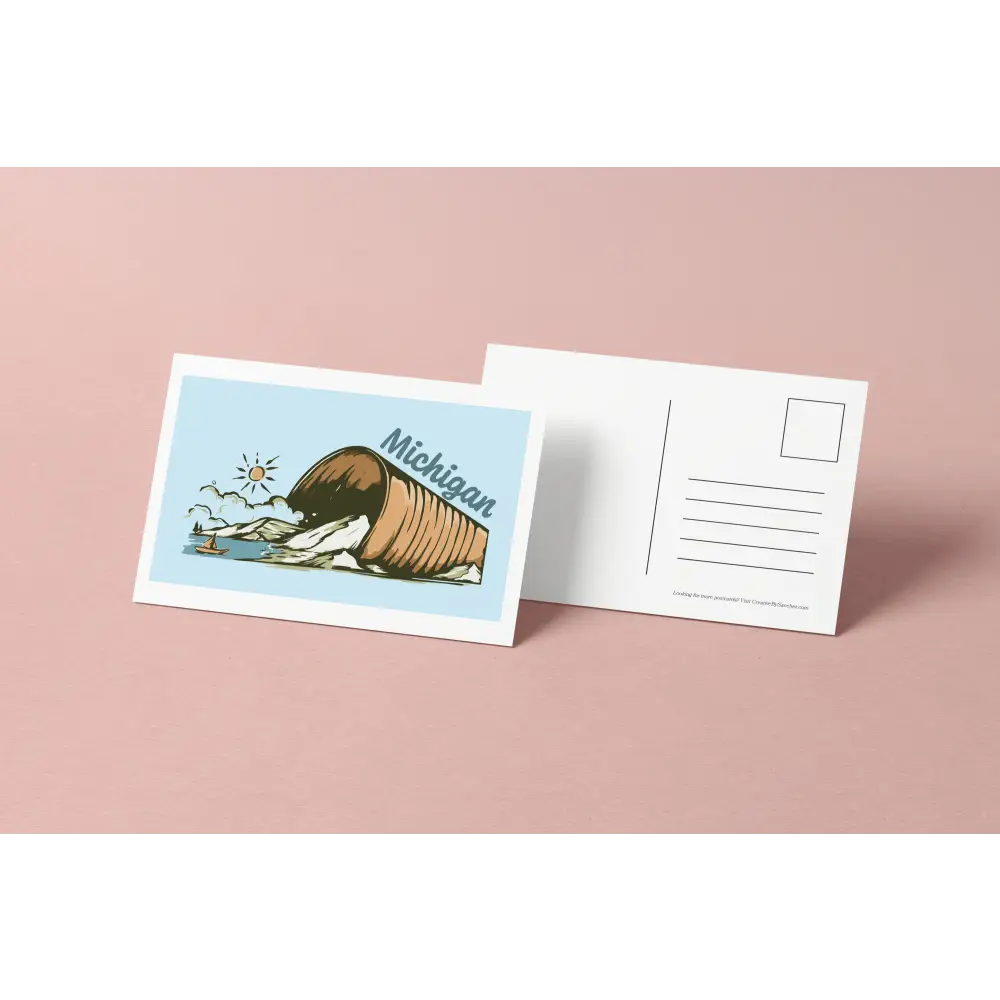 Michigan Can Postcard – Fun Great Lakes Illustration – Original Postcard by Creative By Sanchez - Postcard