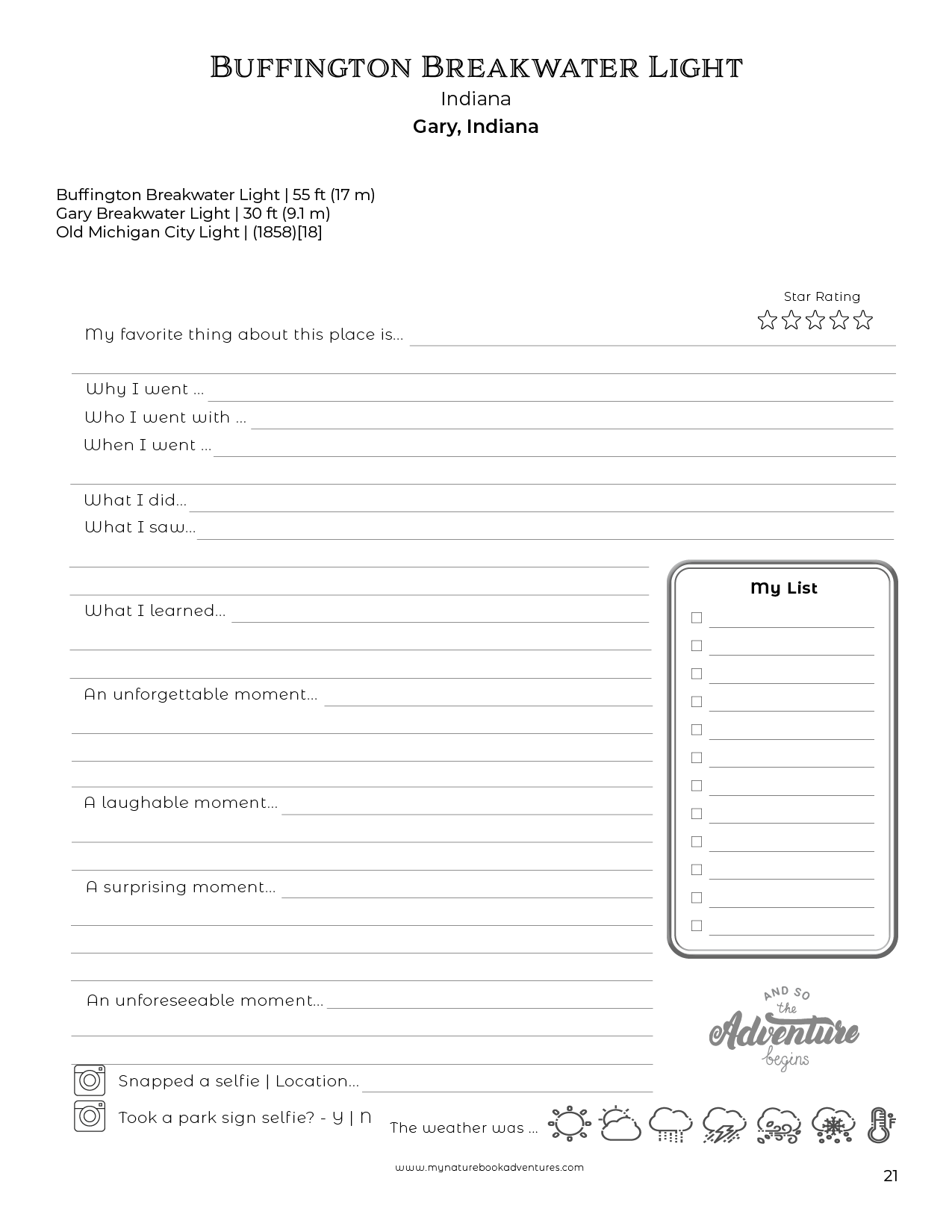 Midwest Lighthouses - Adventure Planning Journal