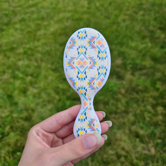 Mini Hairbrush with Summer-Themed Print – A Book Lover’s Essential - White - Hair Accessories
