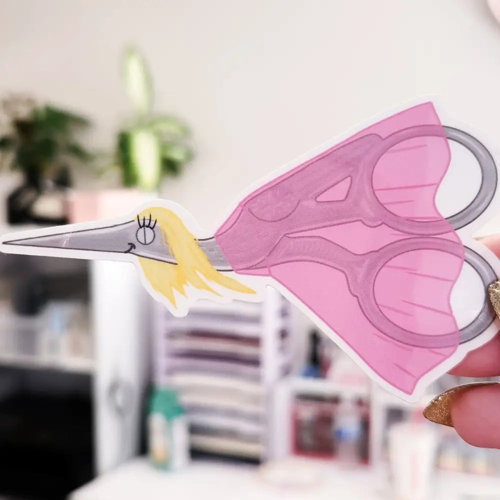 Miss Stork Embroidery Scissors Clear Sticker 4 x 2.3 Stickers