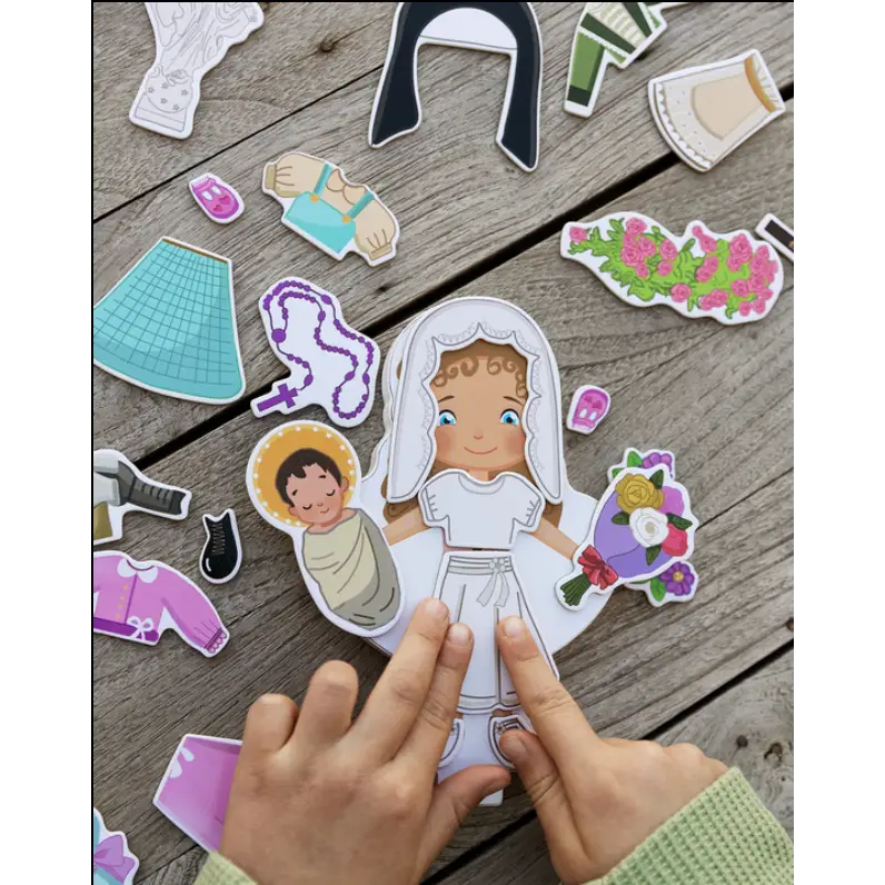 My Saint Thérèse A magnetic wooden dress up doll set