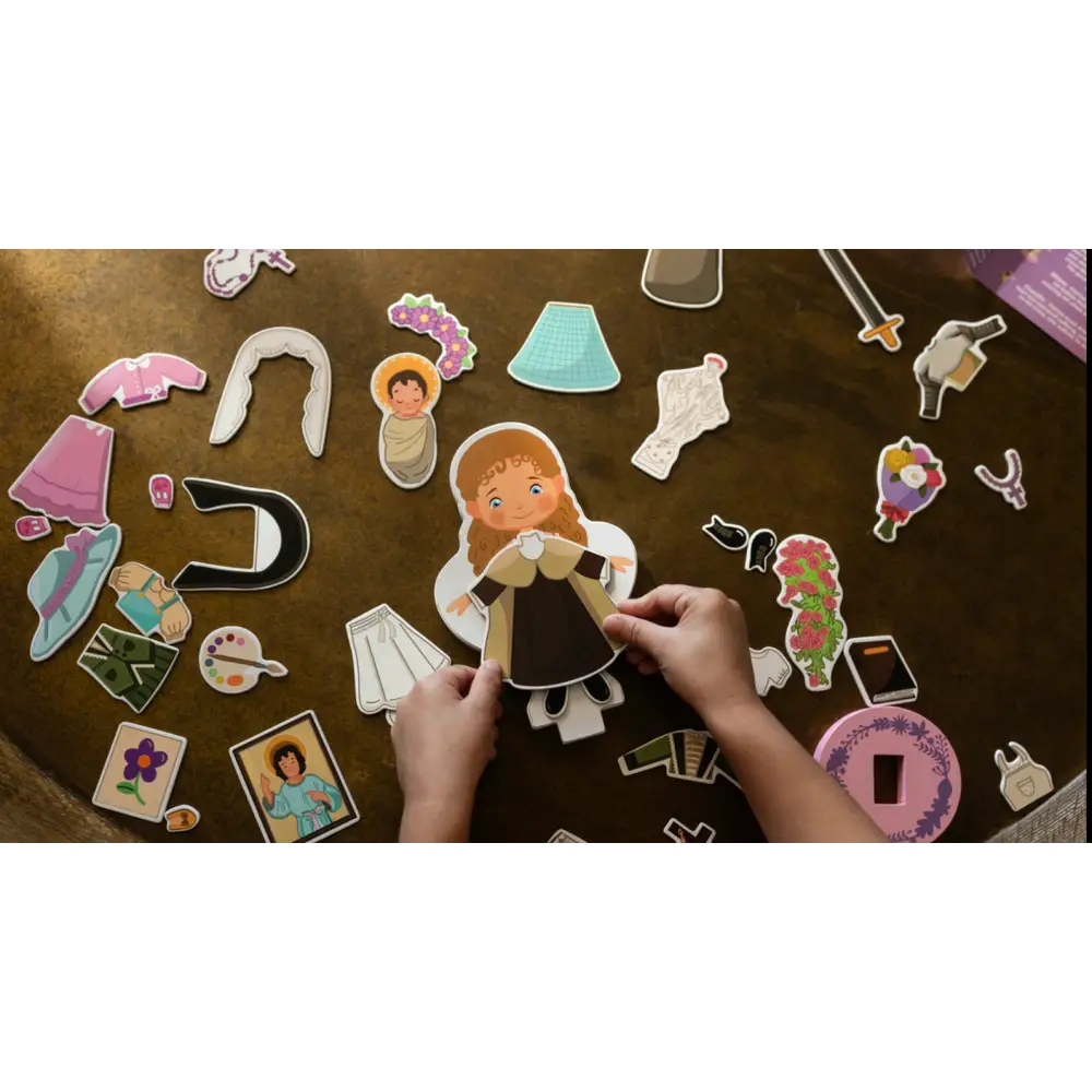 My Saint Thérèse A magnetic wooden dress up doll set