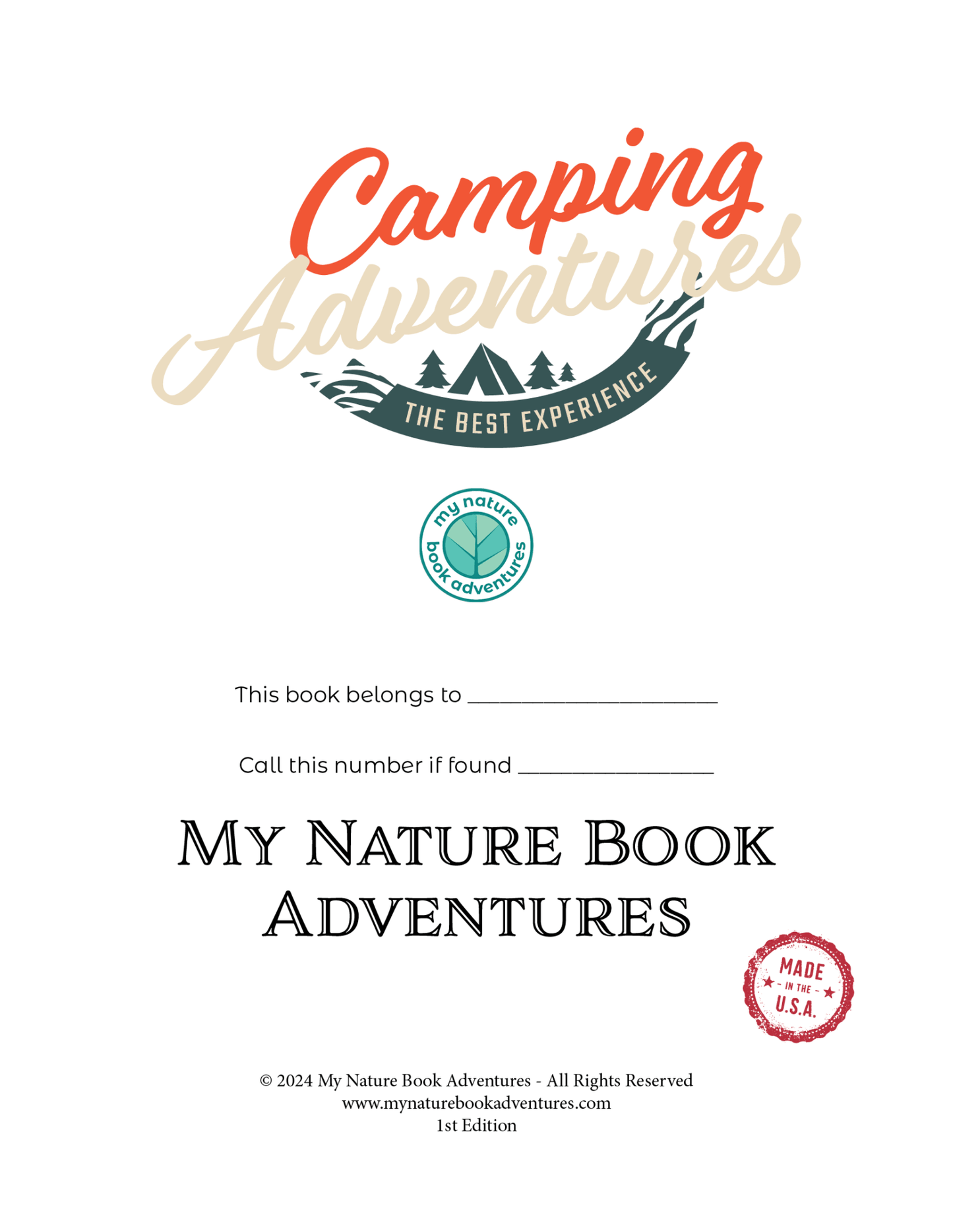 NEW - Camping Adventure Book