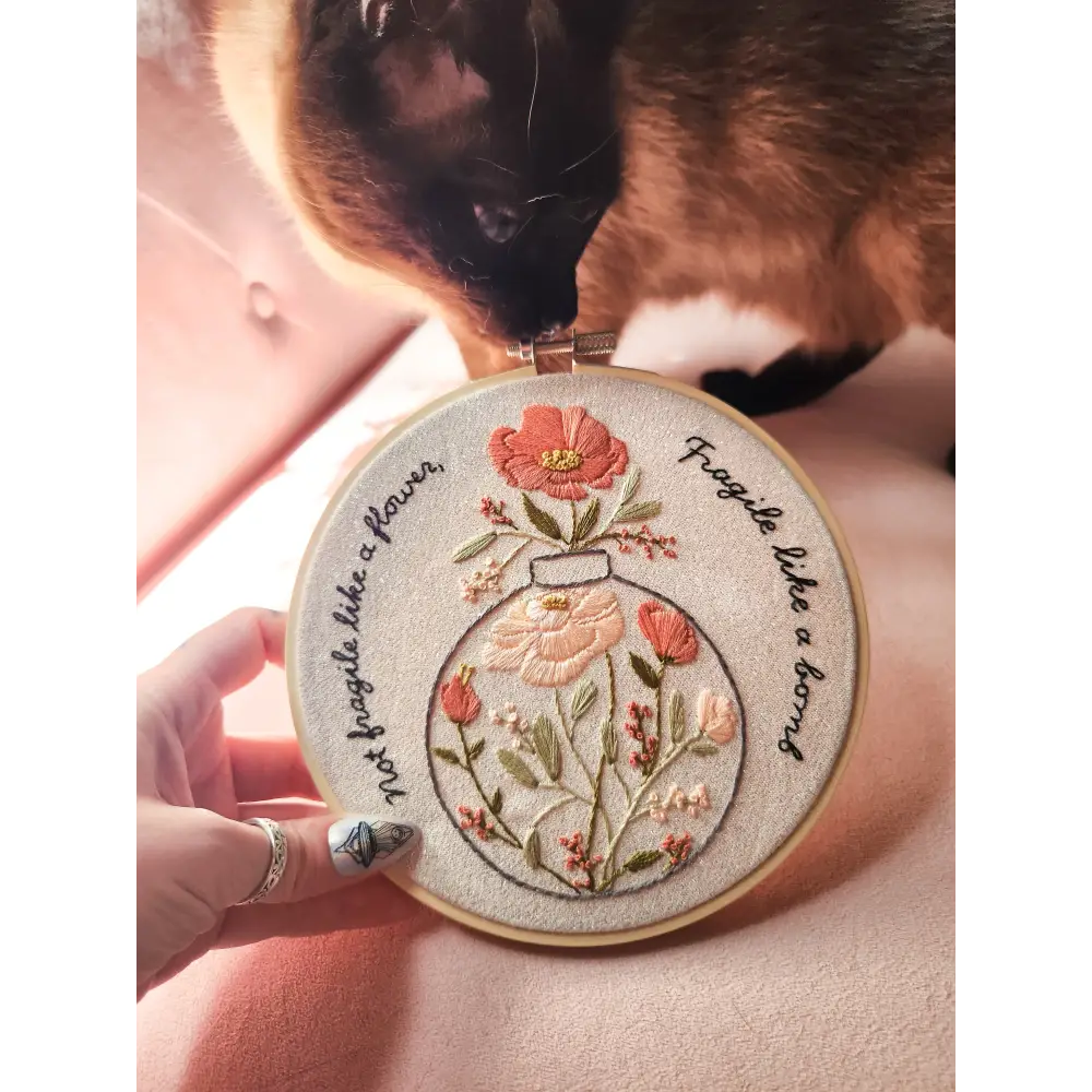 Not fragile like a flower fragile like a bomb 6’’ Embroidery Kit Kits