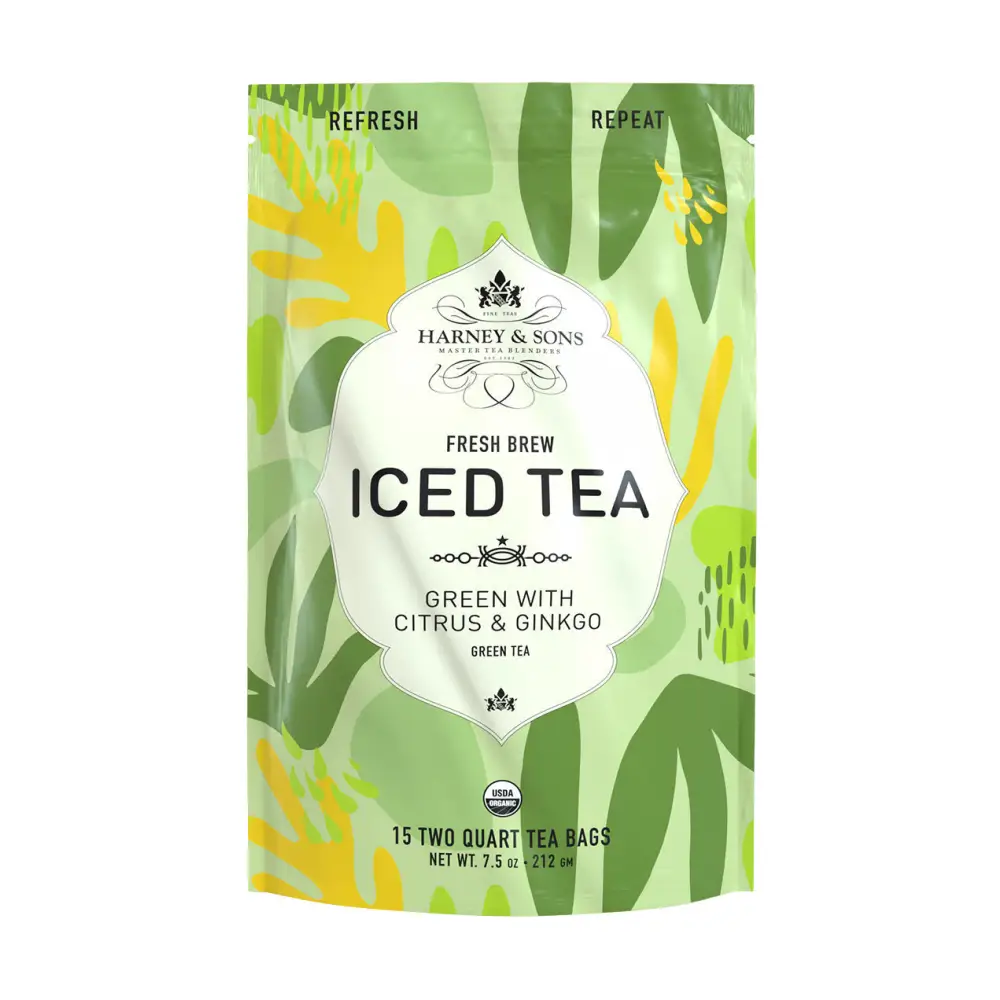 Organic Green with Citrus & Ginkgo Fresh Brew Iced Tea Iced Tea Pouches / Bag of 15 Pouches Iced Tea