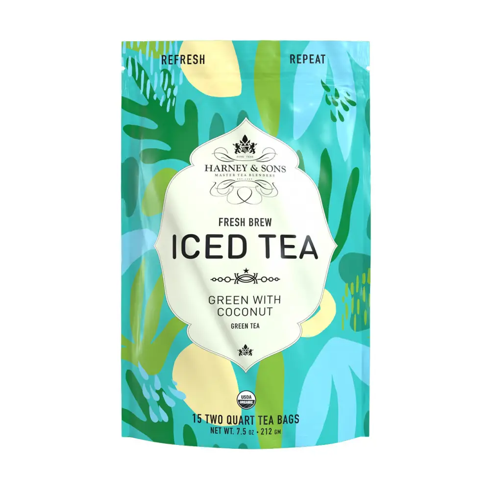 Organic Green with Coconut Fresh Brew Iced Tea Iced Tea Pouches / Bag of 15 Pouches Iced Tea