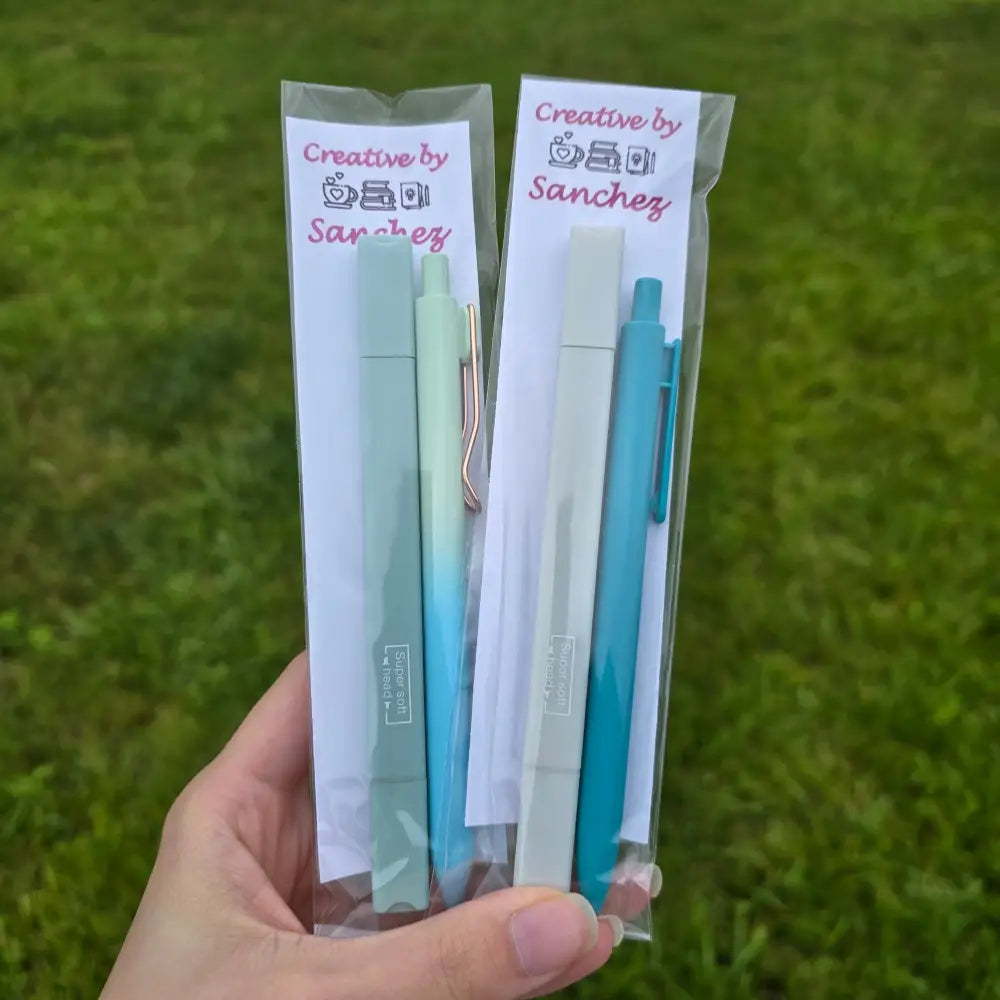 Pen and Highlighter Pack (one) - Green and Teal - book accessory