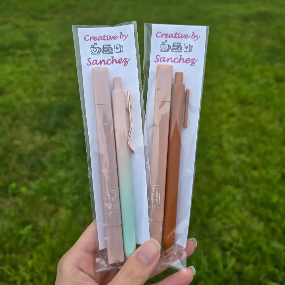Pen and Highlighter Pack (one) - Pink and Tan - book accessory