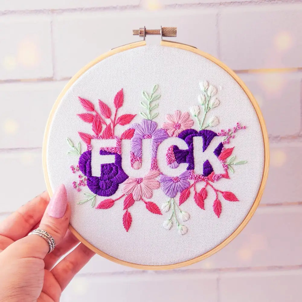 Pink Negative Space FUCK Embroidery Kit Beginner Friendly Kits