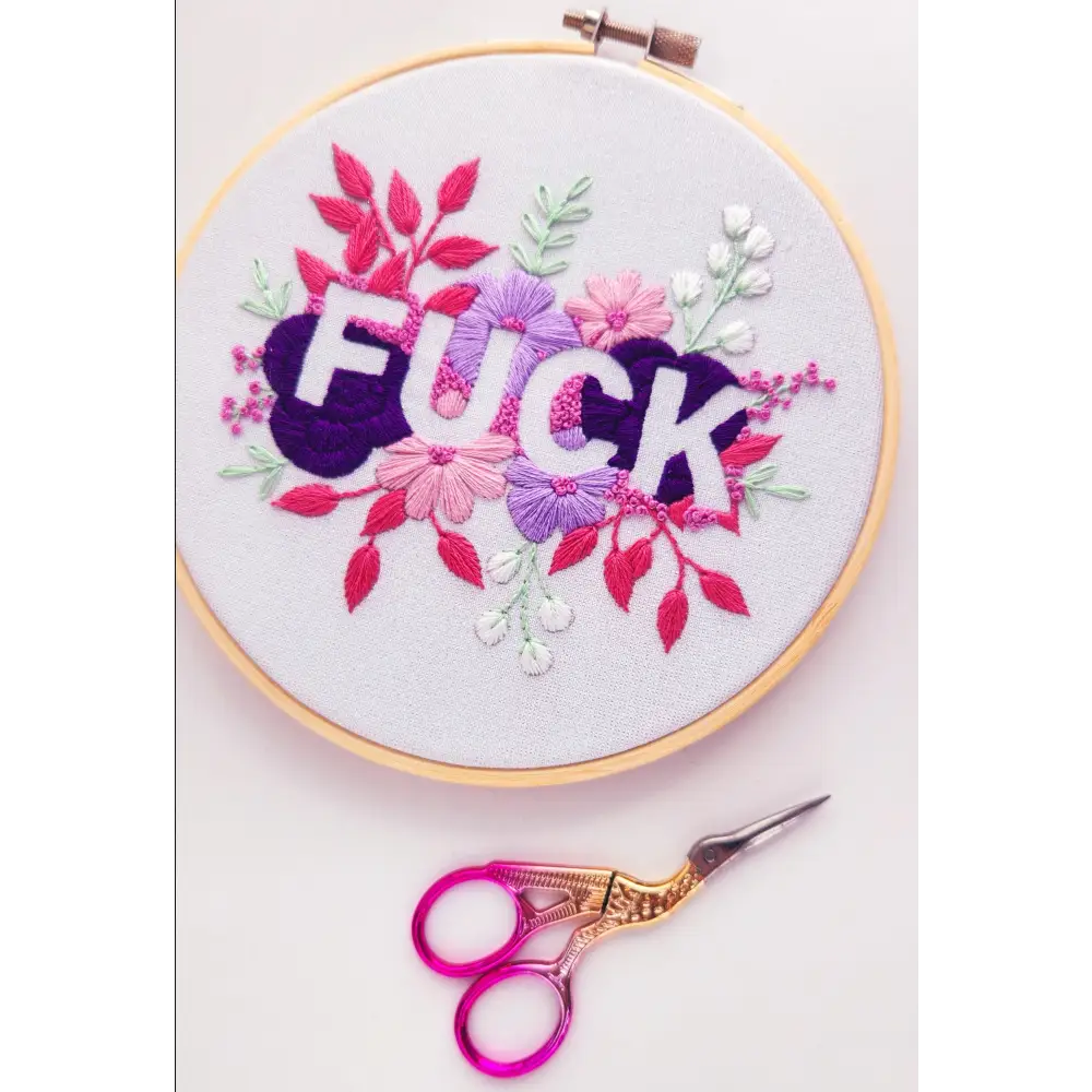 Pink Negative Space FUCK Embroidery Kit Beginner Friendly Kits