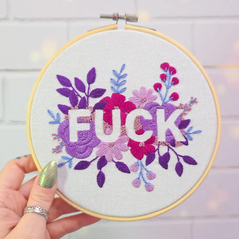 Purple Negative Space FUCK Embroidery Kit Beginner Friendly Kits