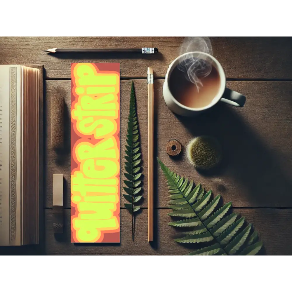 Quitter Strip Bookmark – Retro Orange Design | Hand Drawn Bookish Gift | Funny Reading Accessory | Laminated Bookmark