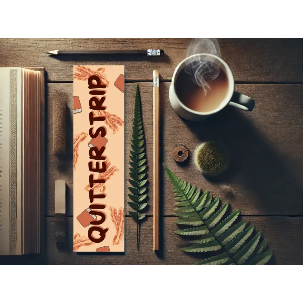 Quitter Strip Bookmark with Bacon Strip Design | Laminated Bookmark | Funny Book Gift | Page Marker for Readers &