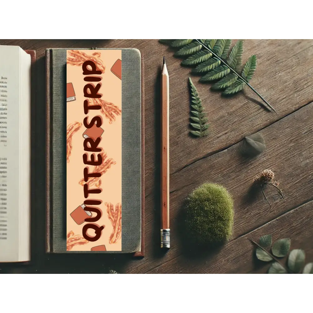 Quitter Strip Bookmark with Bacon Strip Design | Laminated Bookmark | Funny Book Gift | Page Marker for Readers &