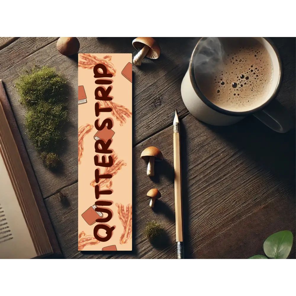 Quitter Strip Bookmark with Bacon Strip Design | Laminated Bookmark | Funny Book Gift | Page Marker for Readers &