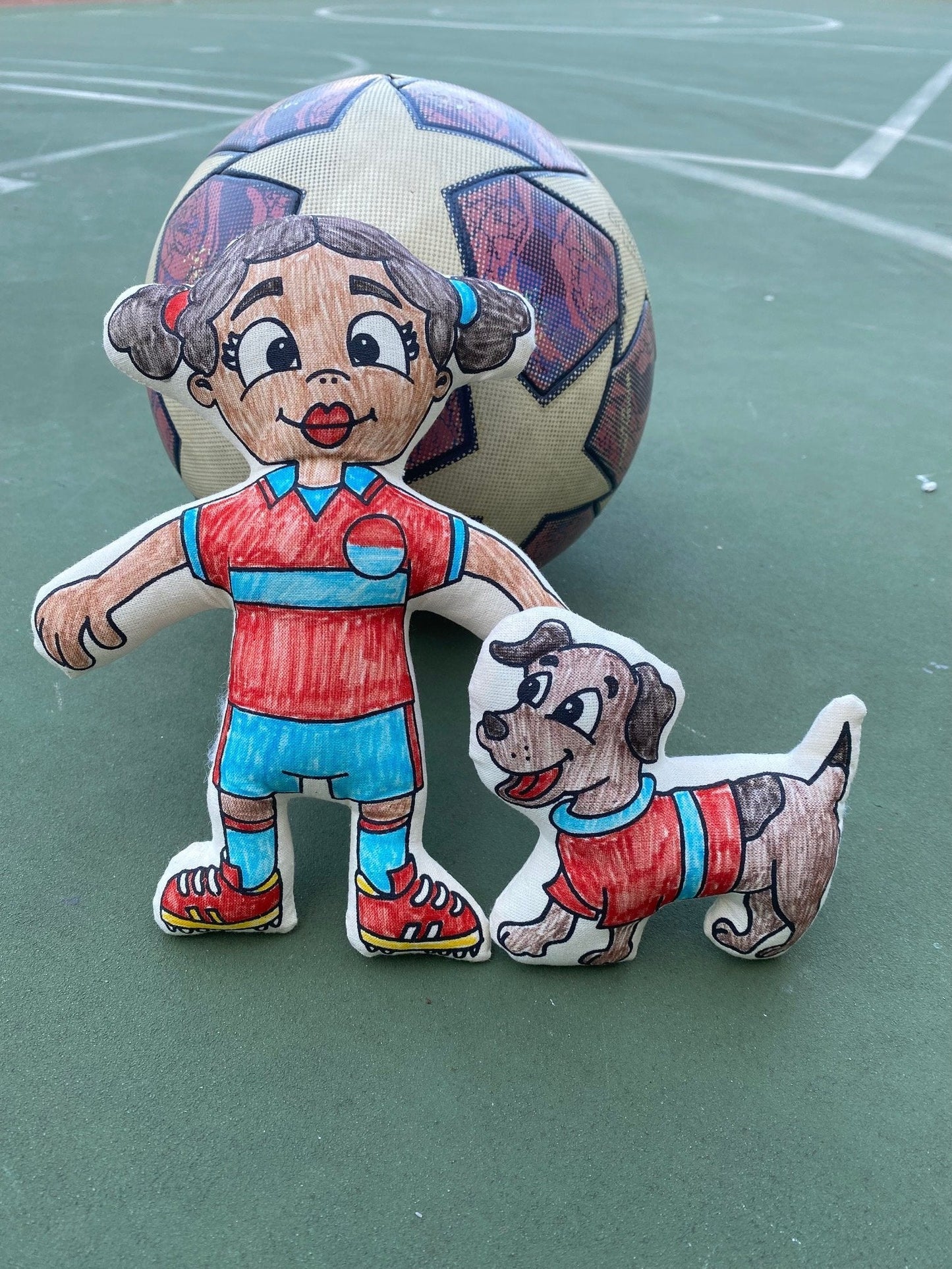 Kiboo Kids Soccer Series: Soccer Girl with Pigtails Doll - Colorable and Washable for Creative Play