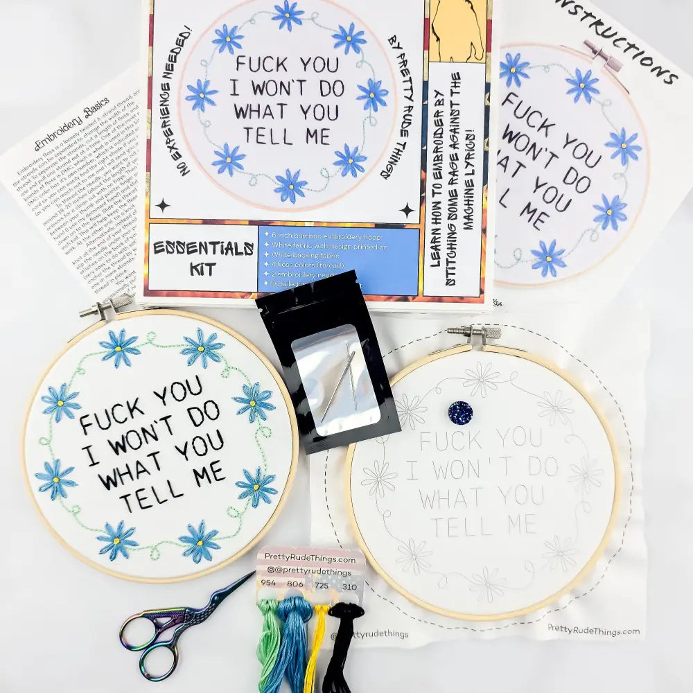 RATM Embroidery Kit Fuck you I won’t do what you tell Kits