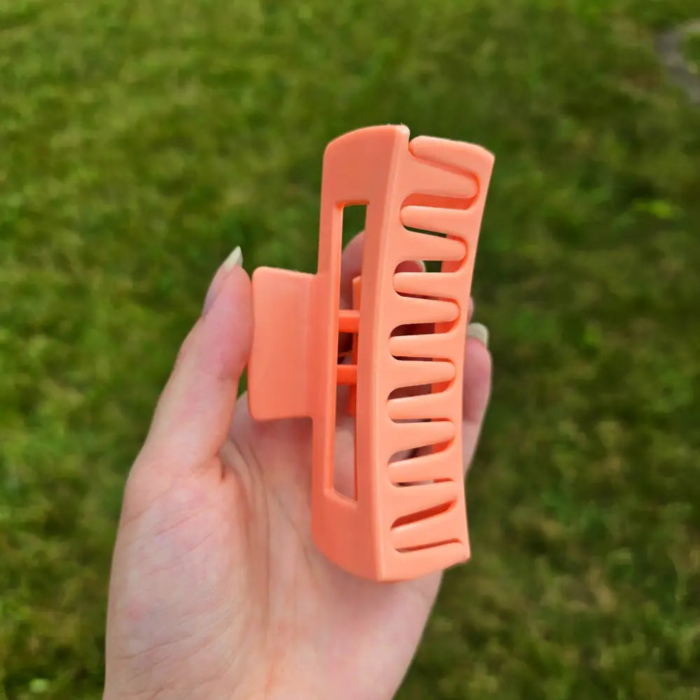 Salmon Pink Hair Claw Clip (Solid & Patterned) - Hair Accessories