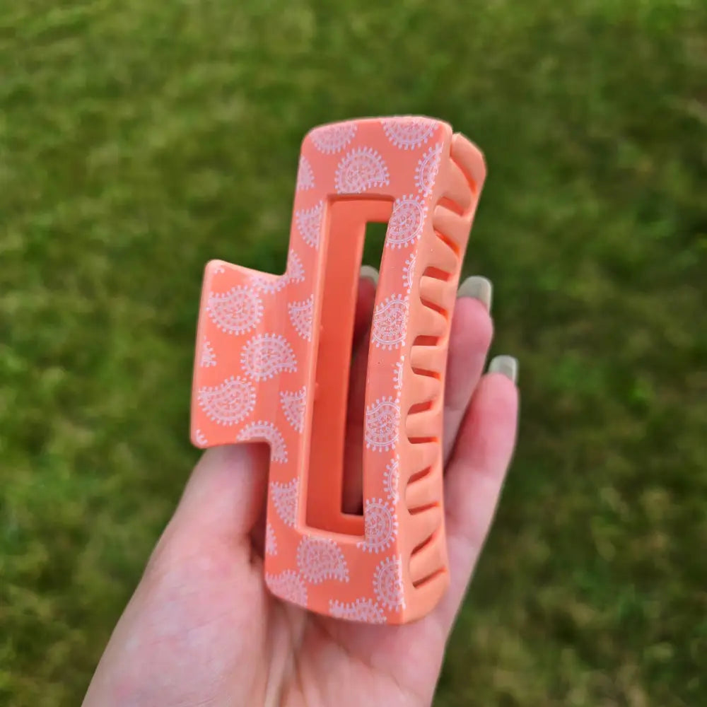 Salmon Pink Hair Claw Clip (Solid & Patterned) - Pattern - Hair Accessories
