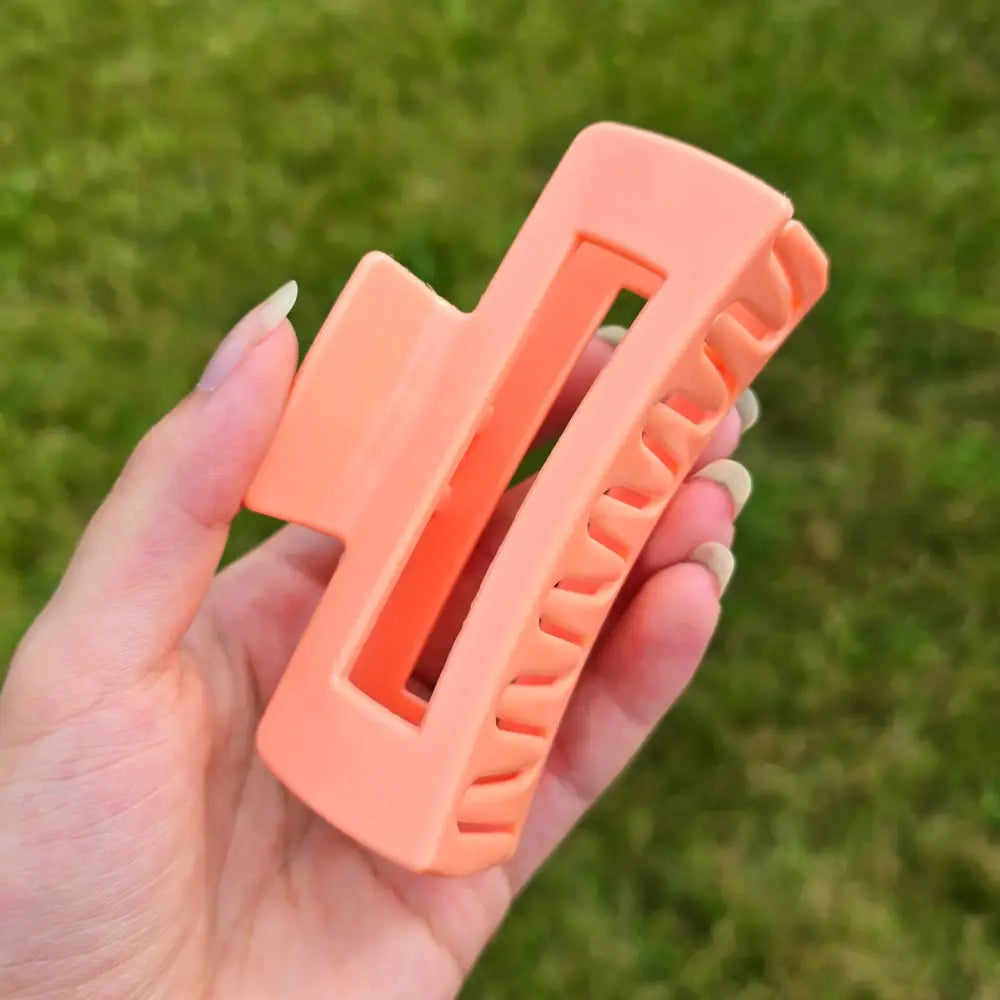 Salmon Pink Hair Claw Clip (Solid & Patterned) - Plain - Hair Accessories