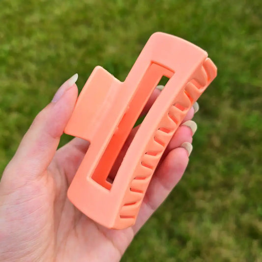 Salmon Pink Hair Claw Clip (Solid & Patterned) - Plain - Hair Accessories