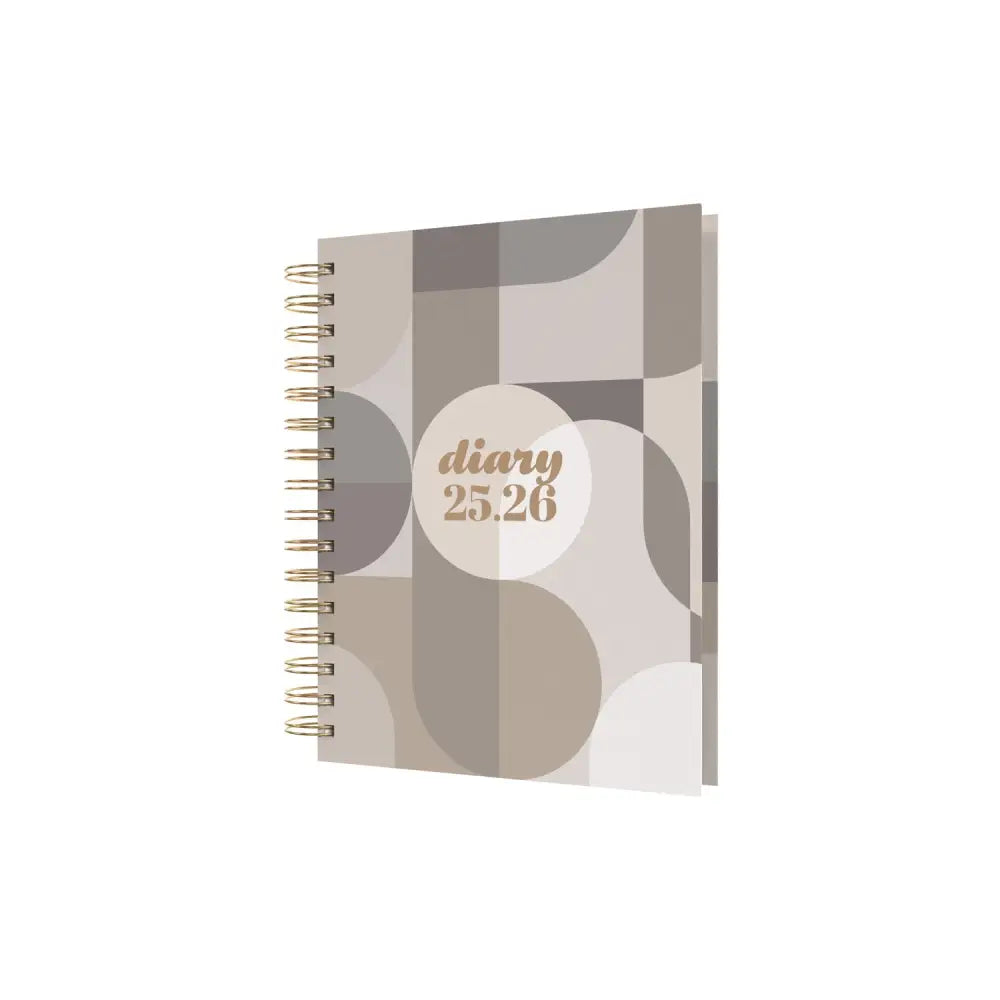 Scandi A5 Day to Page Mid/Academic Year Diary Planner 2025 2026 Geo Grey Fashion Diaries