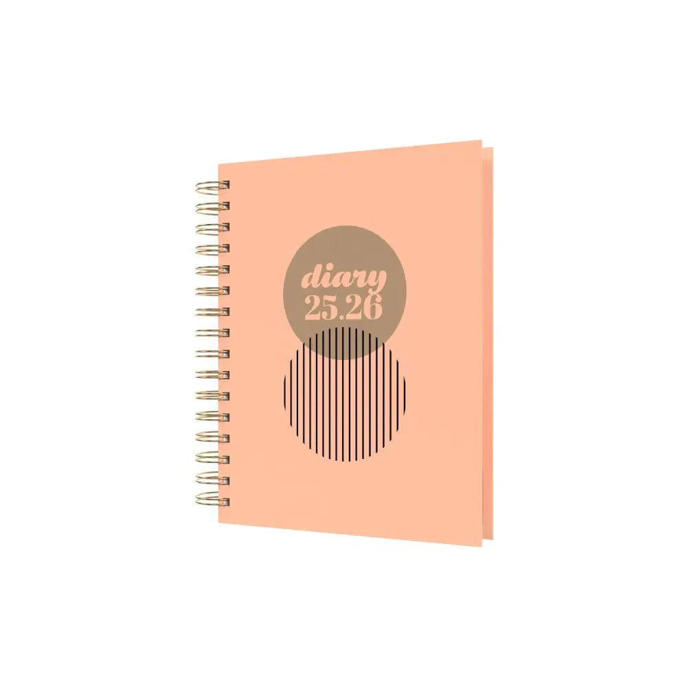 Scandi A5 Day to Page Mid/Academic Year Diary Planner 2025 2026 Peach Fashion Diaries