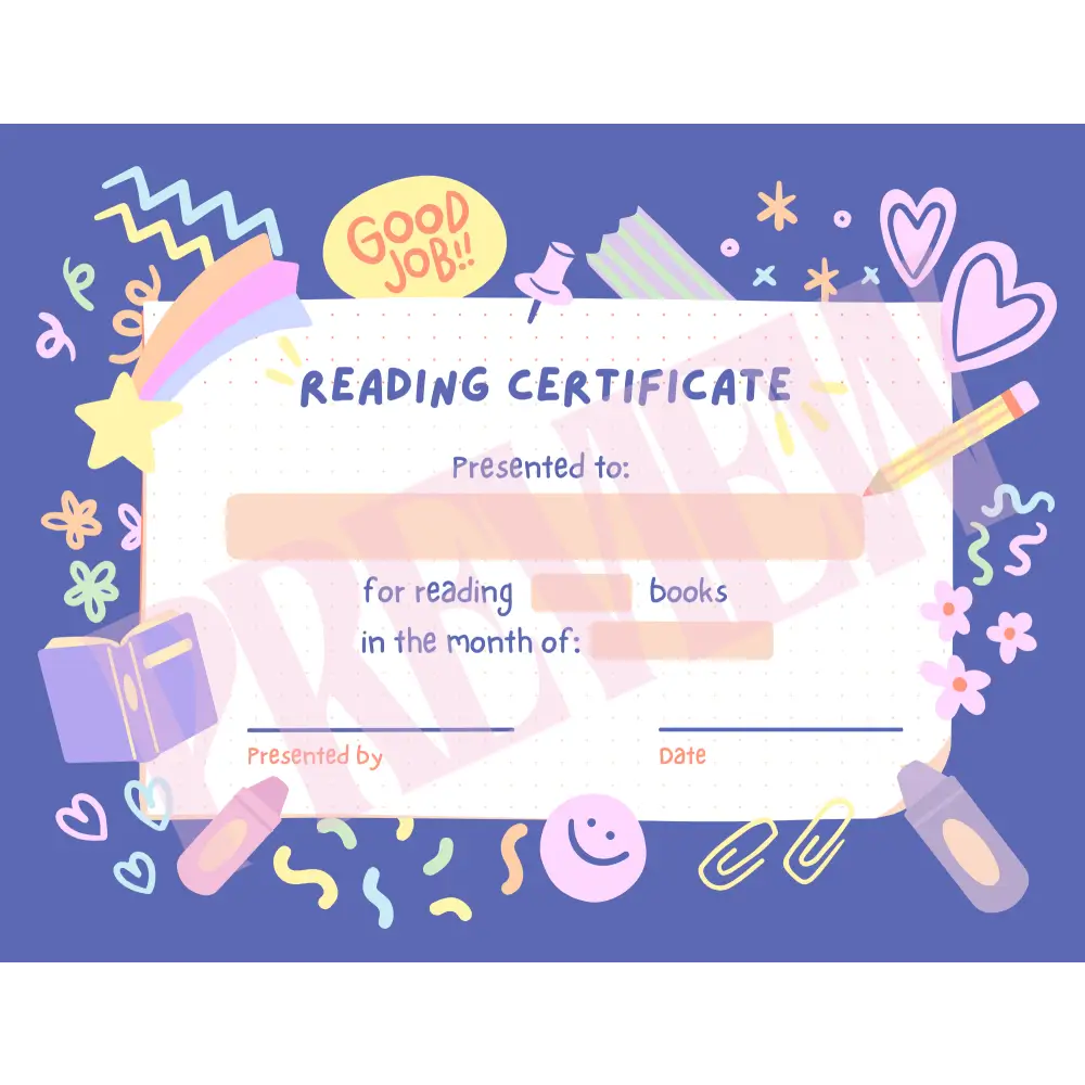 Star Reader Achievement Certificate - Reading Certificate Digital Download
