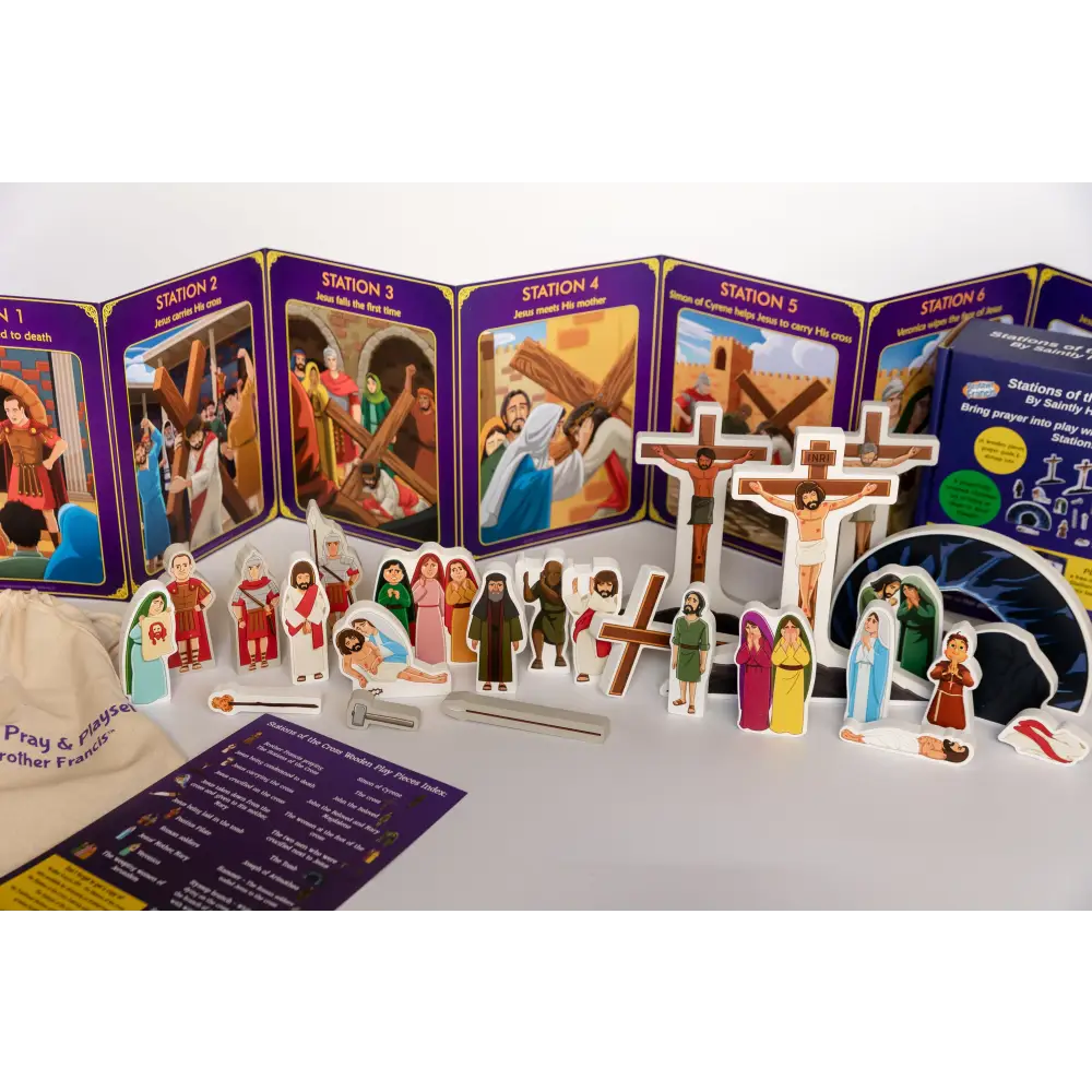 Stations of the Cross Pray & Play Set By Saintly Heart & Brother Francis Toys Wood Toys